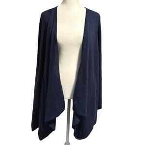 Qi Cashmere One Size Wrap Shawl Blue FLAW